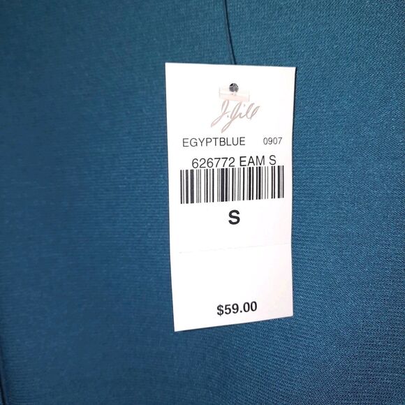 J. Jill Wrap Long Sleeve Blouse Side Tie Teal Egypt Blue Knit Size Small  NEW - Picture 3 of 4